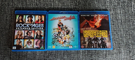 American Graffiti, Streets Of Fire ja Rock Of Ages blu-Rayt