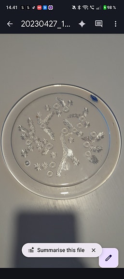 Iittala lasilautanen koristekuviolla