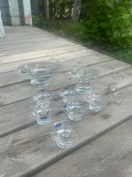 Nuutajärvi lasi-kynttilänjalka setti