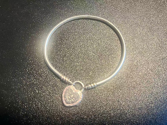 Pandora 925 Silver Heart Clasp Snake Chain Bracelet
