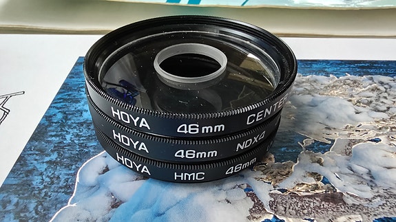 Hoya 46mm suotimet NDx4, HMC UV(0) ja Center Spot