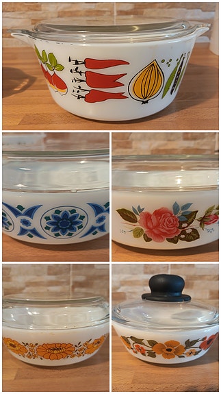 Vintage pyrex-uunivuokia 5 kpl