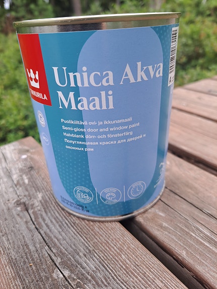 Avaamaton Valkoinen Tikkurila Unica Akva ovi- ja ikkunamaali