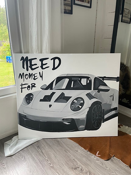Alkuperäinen käsin maalattu porche GT3-taulu (100 x 120 cm)