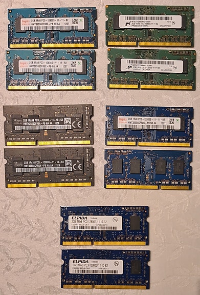 10 kpl 2GB DDR3 So-Dimm -muistikampoja
