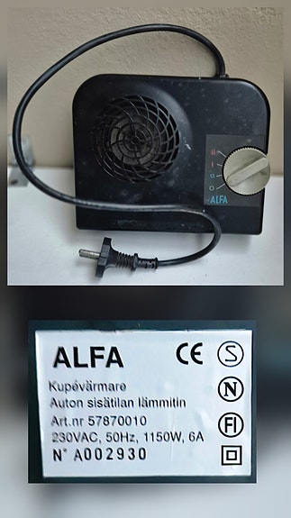ALFA auton sisätilan lämmitin
