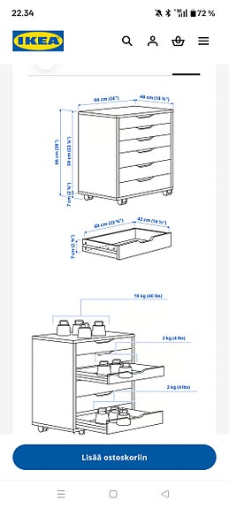Ikea Alex laatikosto musta