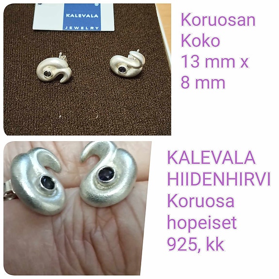KALEVALA , HIIDENHIRVI hopeiset korvakorut, kk, 925