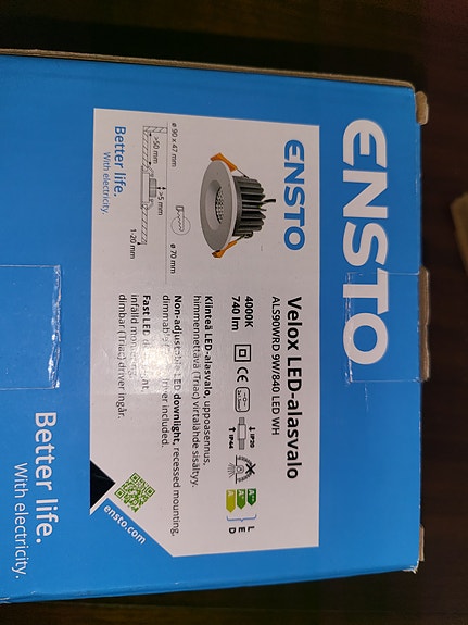 Ensto Velox LED-alasvalo 9W 730 lm 4000K