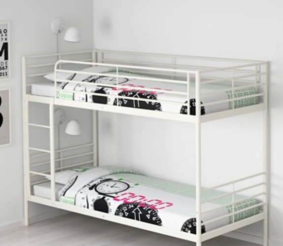 IKEA kerrossänky valkoinen metallinen