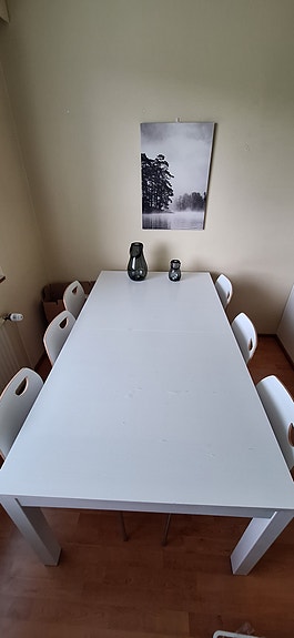 Ruokailuryhä, pöytä + 6 design tuolia