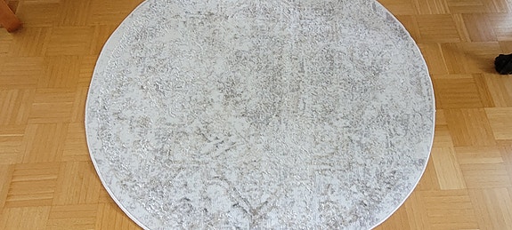 Uusi käyttämätön Luna-matto pyöreä 133 cm valkoinen beige.