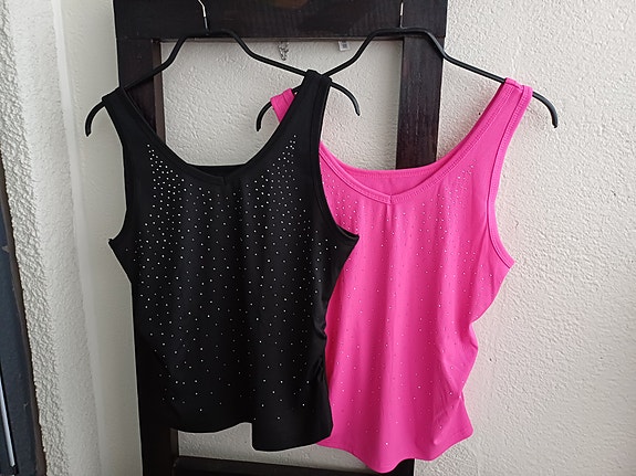 Pinkki ja musta Bling toppi L-XL