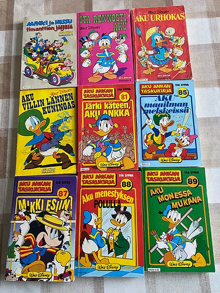 Aku Ankan vanhat taskukirjat 9 kpl