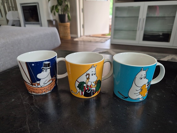 Muumimukit 3kpl Muumipappa purjehtii, muumipeikko, muumimamma