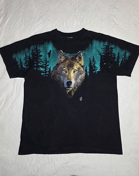 Vintage Harlequin Nature Graphics Wolf T-shirt 90s