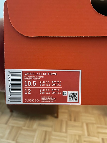 Nike Vapor 14 Club FG/MG jalkapallokengät koko 45,5 musta