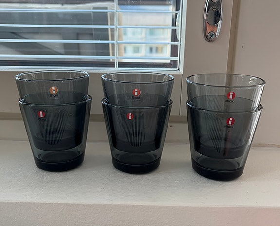 Iittala Kartio juomalasit 21cl harmaa 6 kpl
