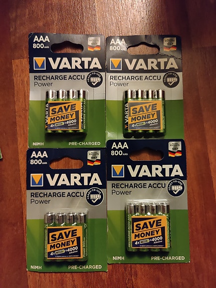 Varta AAA sormi akku pattereita 4pkt