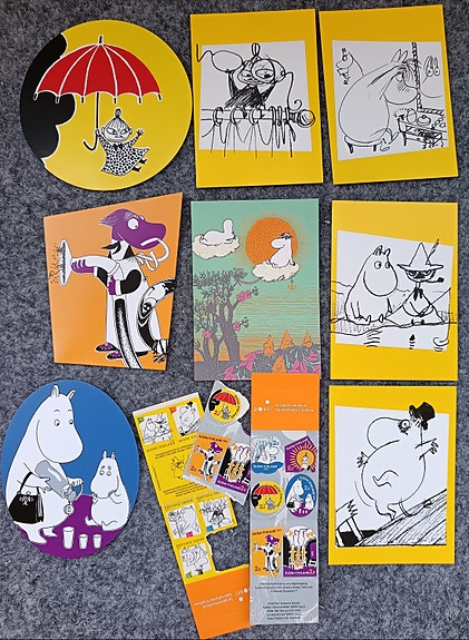 Muumi ikimerkkejä 14x & postikortteja 8x – sekalainen setti (Tove Jansson)