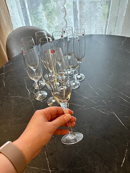 6 kpl Iittala Finland samppanjalasit – tarrat tallella