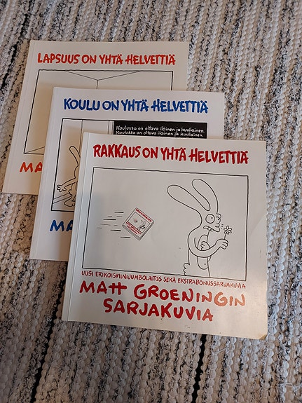 Matt Groening Rakkaus / Koulu / Lapsuus on yhtä helvettiä -sarjakuvakirjat