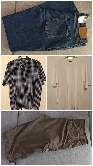 Miesten vaatepaketti L, XL ja 33/30 "