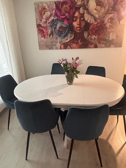 Jatkettava ruokapöytä Akron valkoinen 106/150 cm