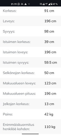 3 istuttava vuodesohva