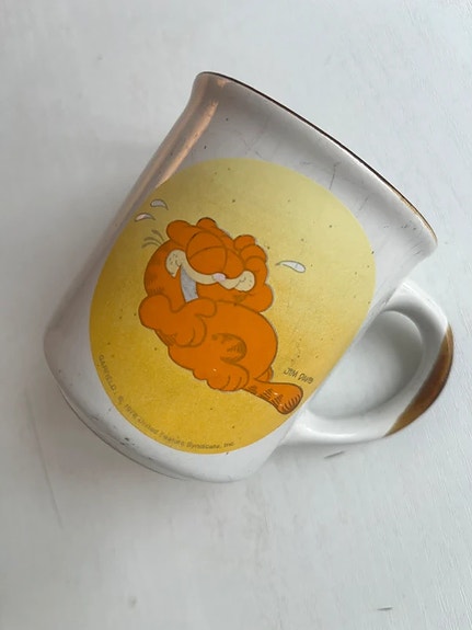 Vintage Karvinen Garfield muki Jim Davis 1978 saksankielinen puhekupla