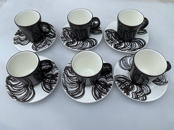 Iittala Aika Graphics espressokupit ja aluslautaset 6 kpl