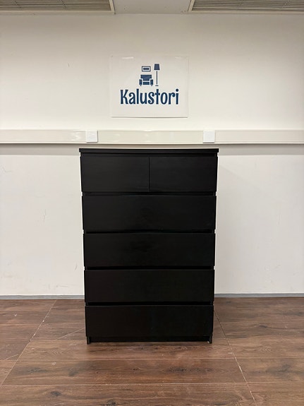 Ikea Malm Lipasto, 6 laatikkoa, Musta , 80x123 cm