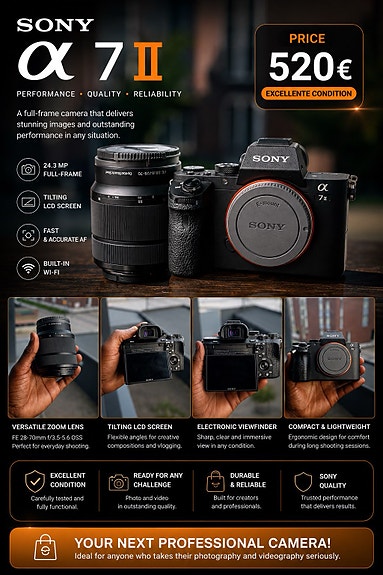 Sony A7 II järjestelmäkamera ja zoom-objektiivi