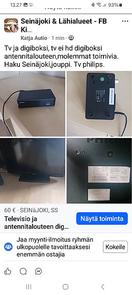 Televisio ja antennitalouteen digiboksi