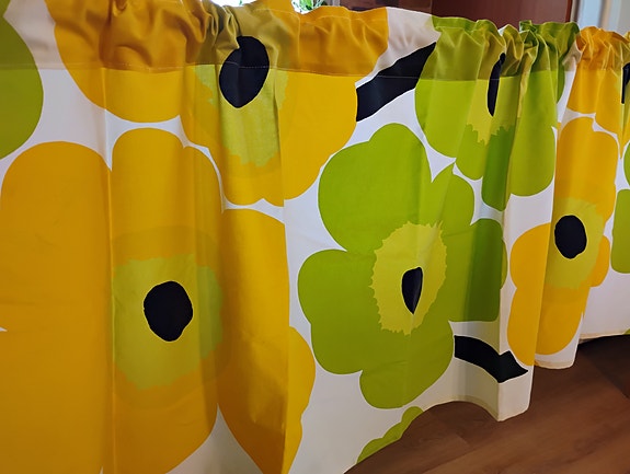 Marimekko Unikko verhokappa keltainen /vihreä