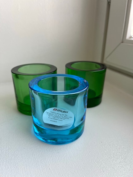 Iittala Kivi tuikkukupit vihreä ja sininen