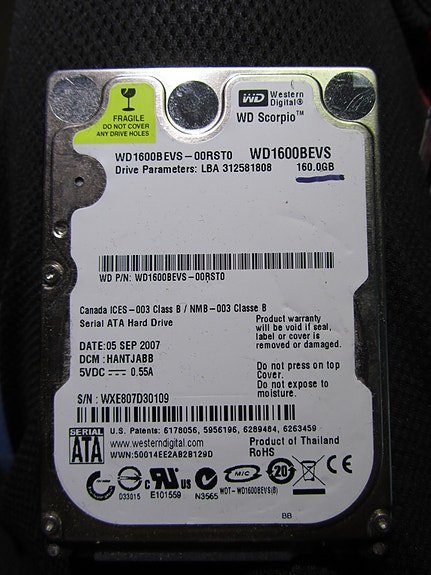 160GB WD läppärin kiintolevy