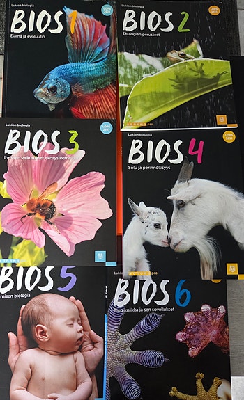 BIOS 1, 2, 3, 4, 5 ja 6 lukion biologian oppikirjat (LOPS 2021)