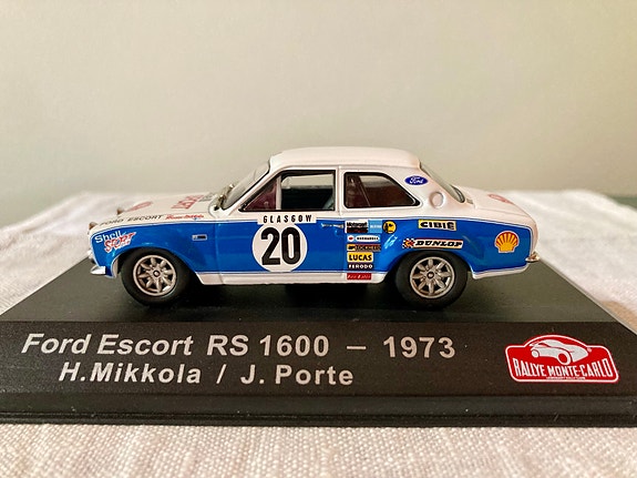 Ford Escort RS1600, Monte Carlo 1973, H.Mikkola, no.20 pienoismalli 1:43