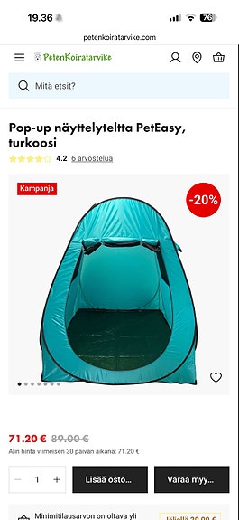 Turkoosi pop up -teltta