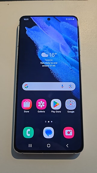 Galaxy S21 128GB, valkoinen (akku ei kestä)