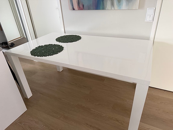 Valkoinen korkeakiilto ruokapöytä 90x160