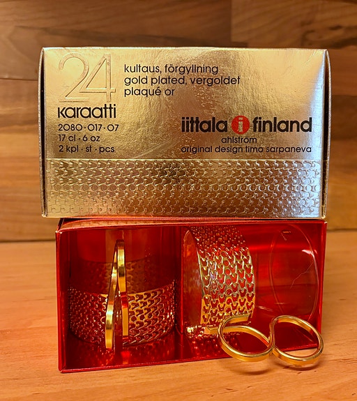 24 karaatin kullatut Iittala Tsaikka kulta 2 kpl