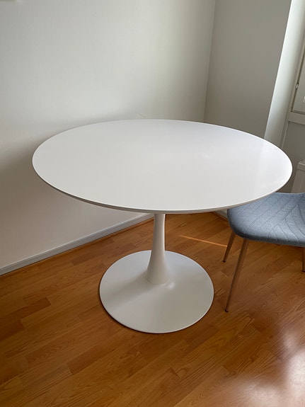 Valkoinen pyöreä ruokapöytä 100cm
