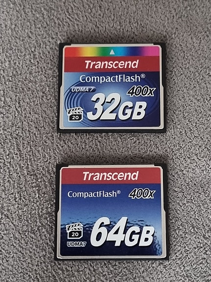 Compact Flash 32GB ja 64GB muistikortti Transcend 400x