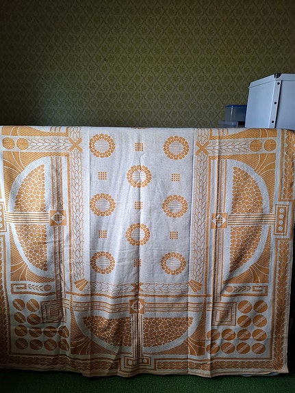 Art nouveau -tyylinen puuvilla/pellava kangas