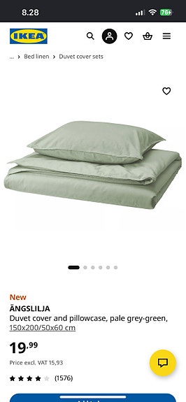 IKEA-tyyny ja -peitto, vihreällä päällisellä, täydellinen setti