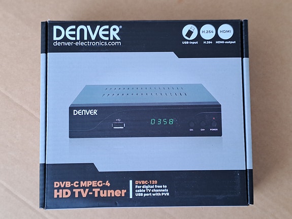 Käyttämätön, uudenkarhea Denver DVBC-120 -digiboksi kaapeliverkkoon