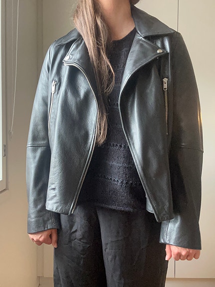 H&M pilottitakki/nahkatakki koko 46 musta
