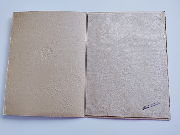 Vanha pahvinen valokuvakehys silkkipaperilla